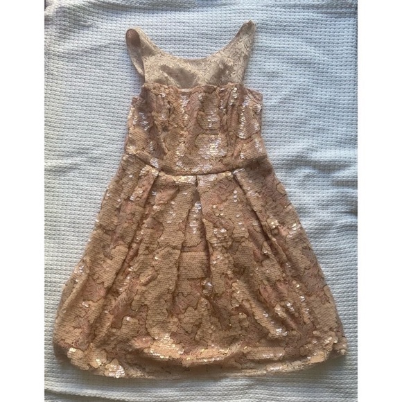 Blush and Gold Sequined Anthropologie Dress - Picture 1 of 4